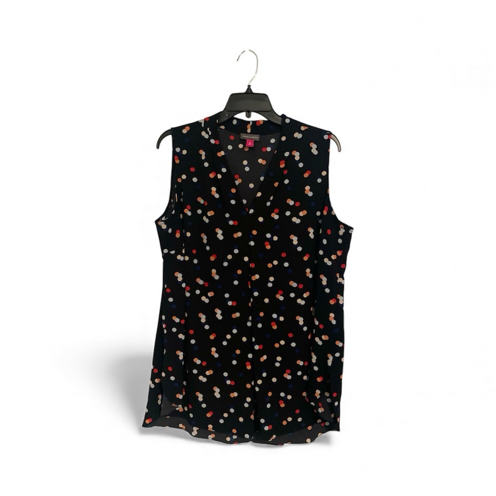 Vince Camuto Black Sleeveless Top with Colorful Dots